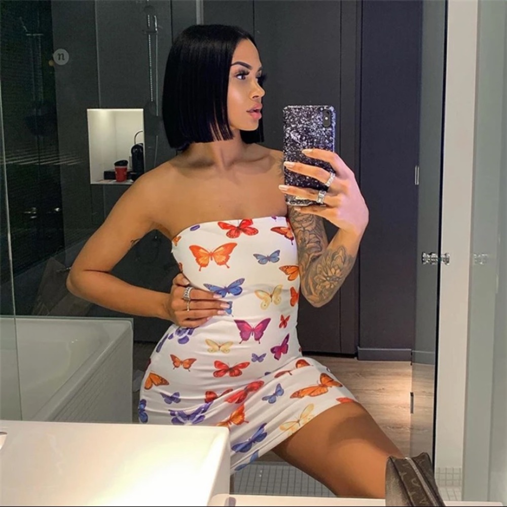 Butterfly Tube Top Dress